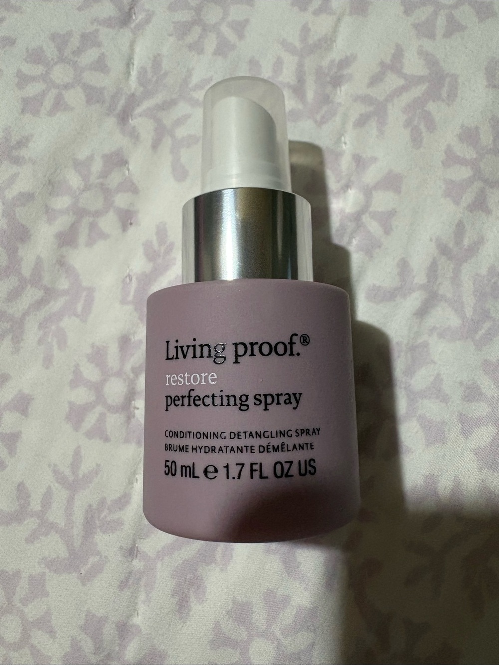 Living Proof Restore Perfecting Spray - Mauve Pink Bottle